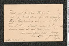 Nachlass Franz Steindachner, Postkarte von C. M. L. Popta an Franz Steindachner (25.07.1908), Inv.Nr. 403.08, Seite 2